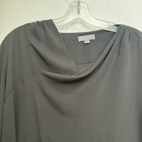 Kenneth Cole Lightweight Cowl Neck Flowy Oversized Tunic Blouse Side Slits Boho - Picture 5 of 16